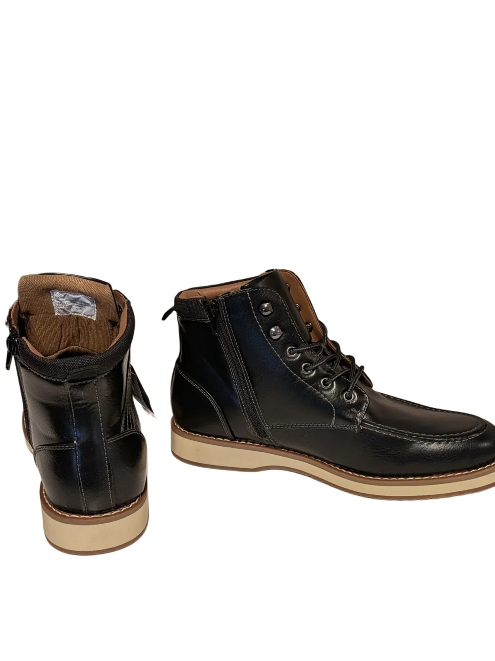 Steve Madden P-Doyers Men’s Boots Size 9 Black Lace Up Side Zip Moc Toe